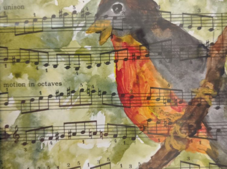 Bird and Music Water Color