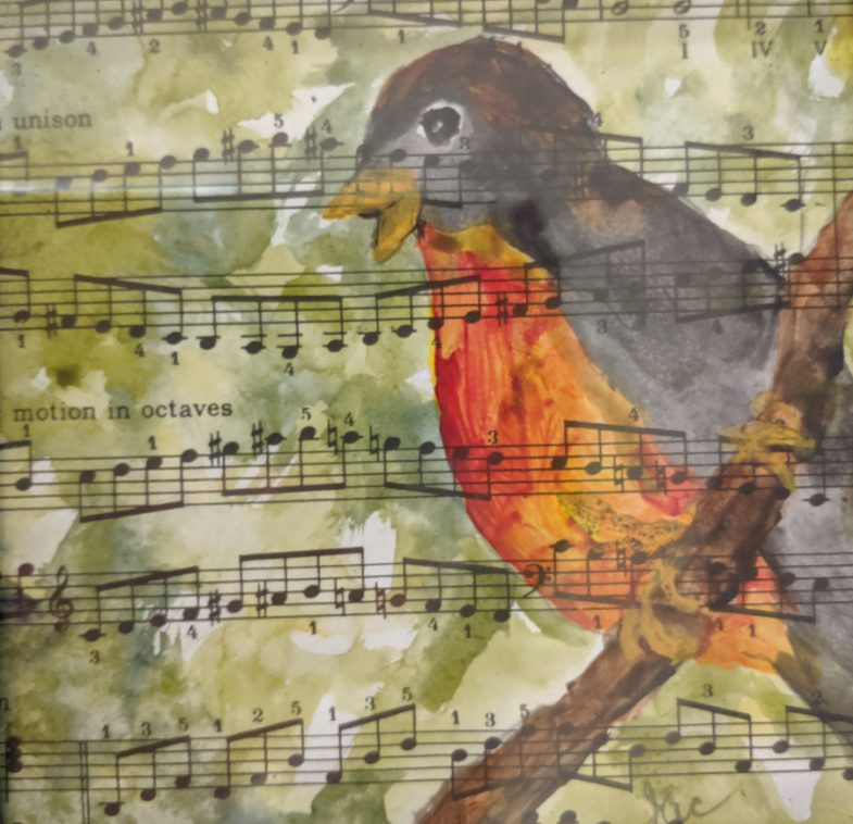 Bird and Music Water Color